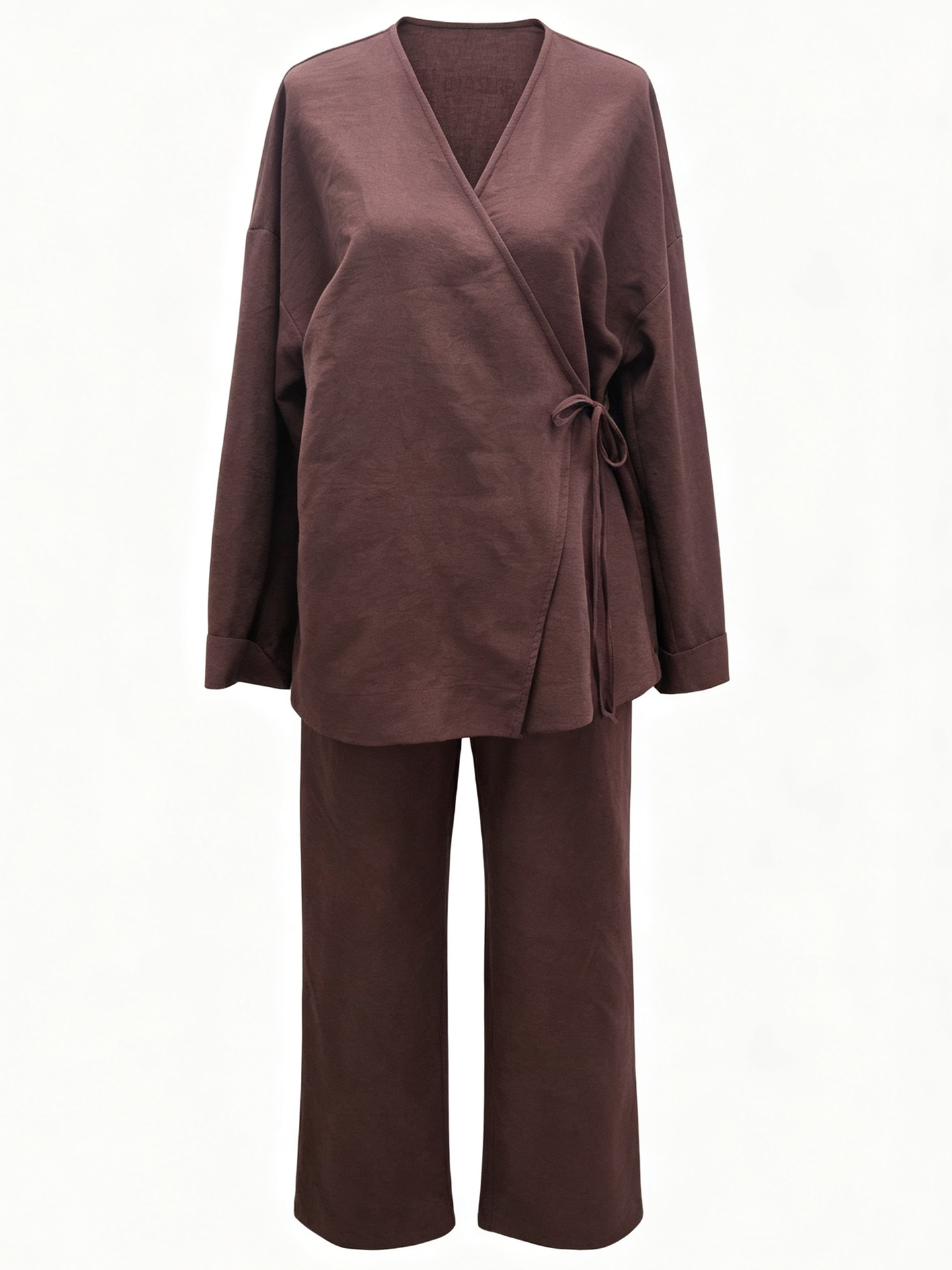 2026 Autumn New Amazon Cross-Border Foreign Trade Women's Simple High-End Loose Straight Wide-Leg Pants Set In Stock photo 2