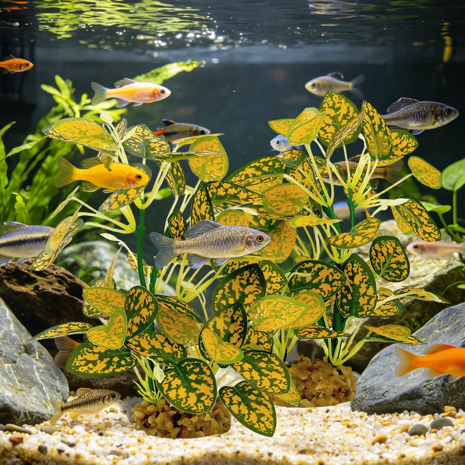 Silk Aquarium Plants 2-Pack, 8.6-inch Artificial Aquarium Silk Plants -  Simulated Fish Habitat Decor, Safe Silk Plants For Aquariums Fish Fishbowl photo 2