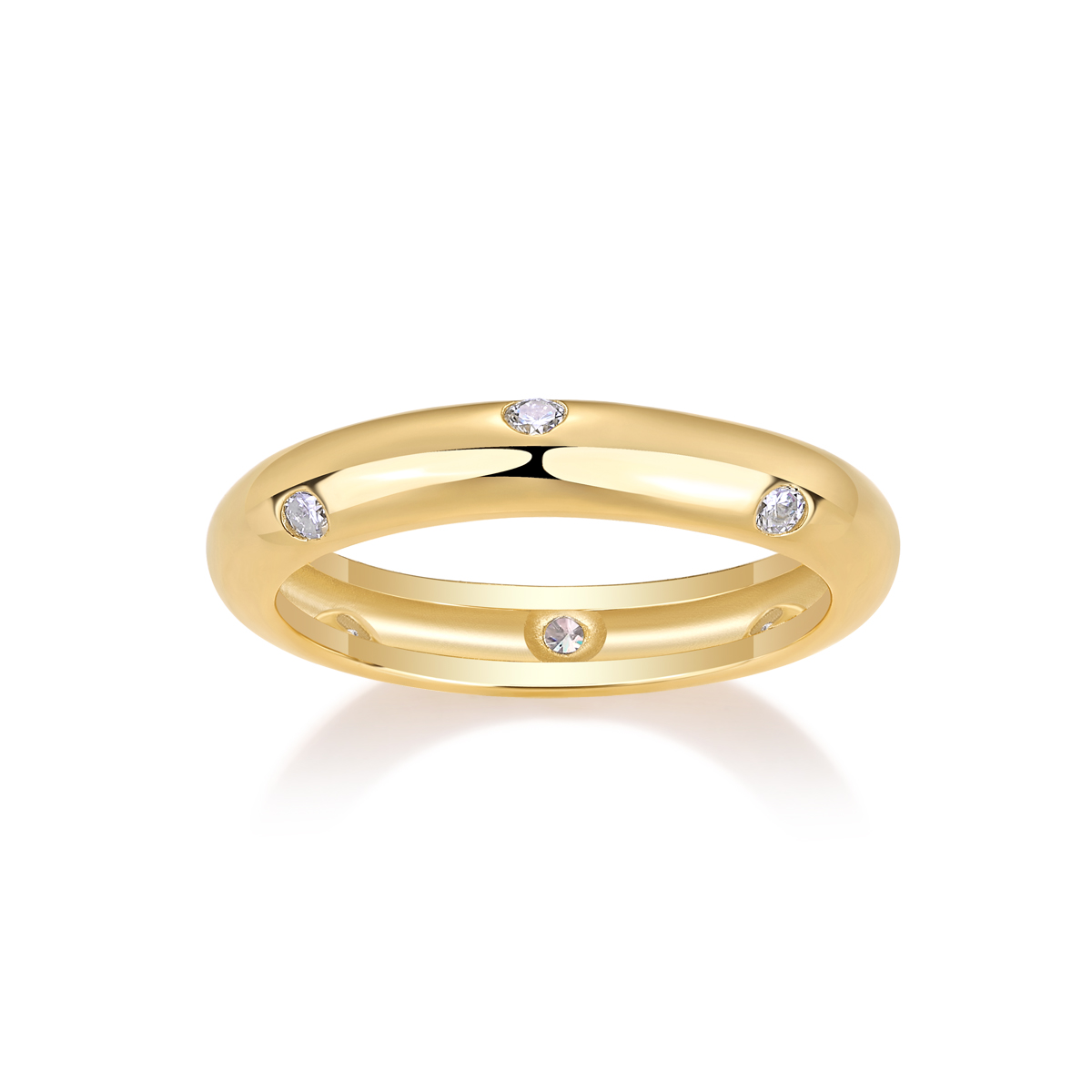 S925 Silver Gold Plated 8-Stone Moissanite Ring, 3.67mm Minimalist Band, D VVS1 GRA US 5-9 photo 3