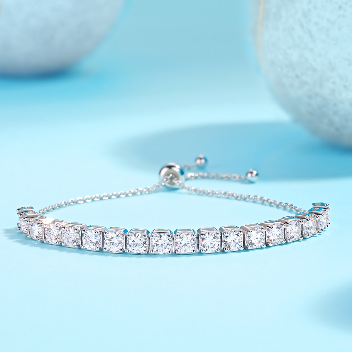 S925 Silver Adjustable Tennis Bracelet, 3-5mm D VVS1 Moissanite, 19cm, GRA Certified photo 3