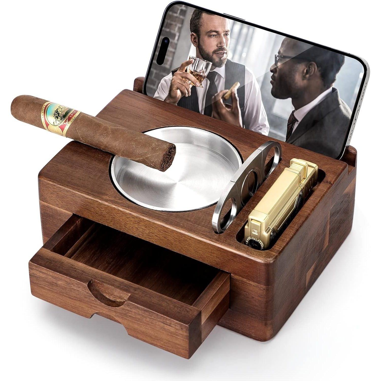 Cigar Ashtray - Wooden Ashtray With Cigar Cutter photo 4