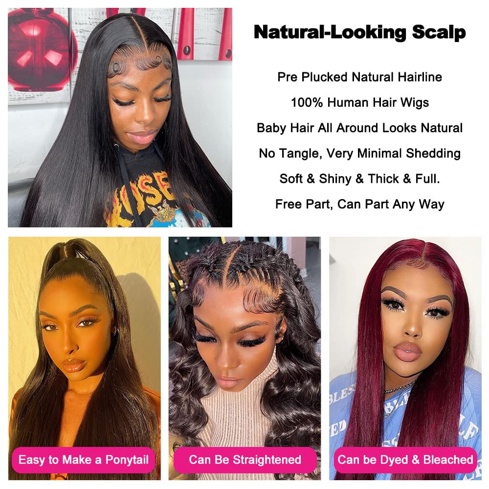 13x4 Straight Human Hair Lace Front Wig, Natural Color, Density photo 3
