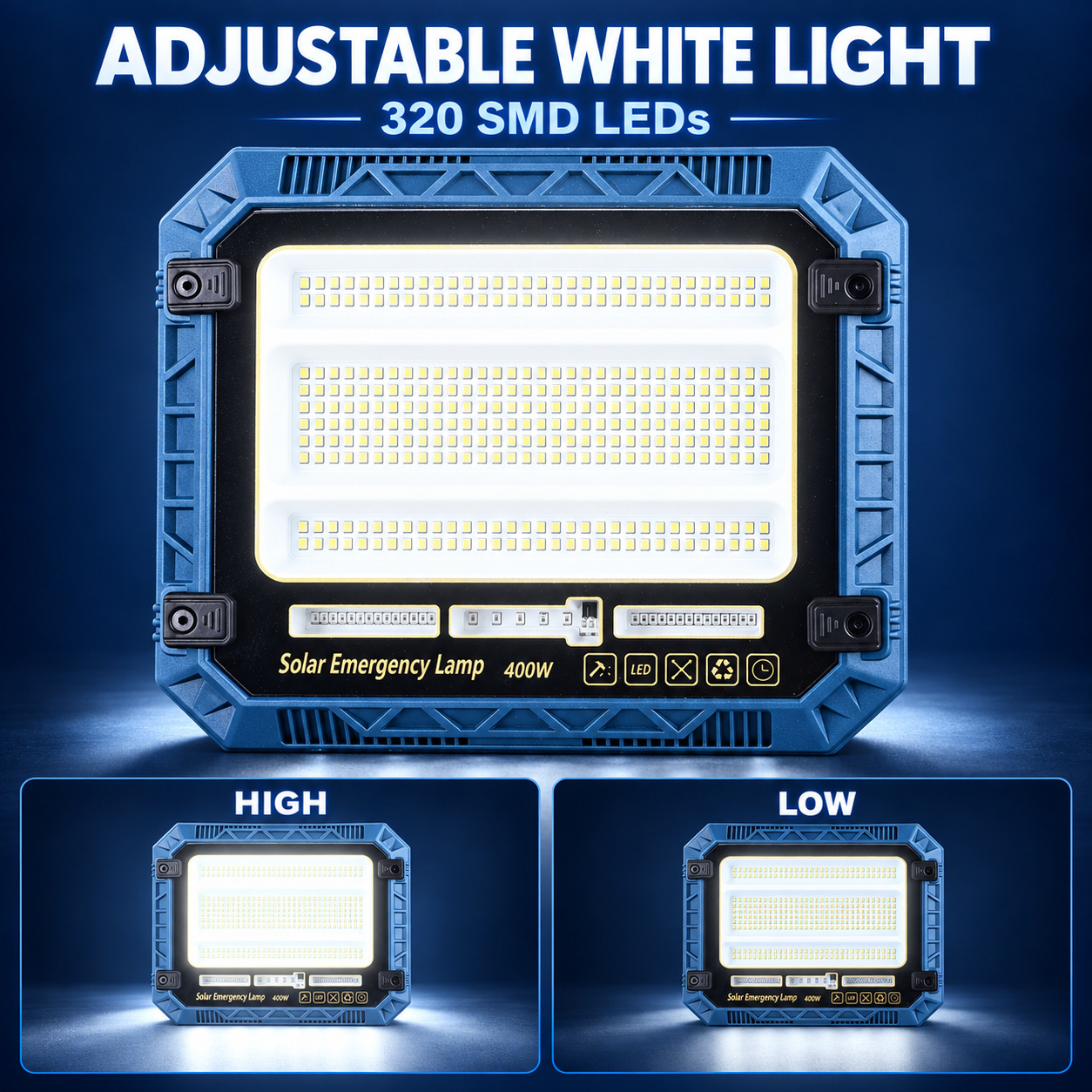 Solar Powered Rechargeable Battery Display 18650 W8114 3 7200mAh LED Flood Light 320 12 5W photo 8