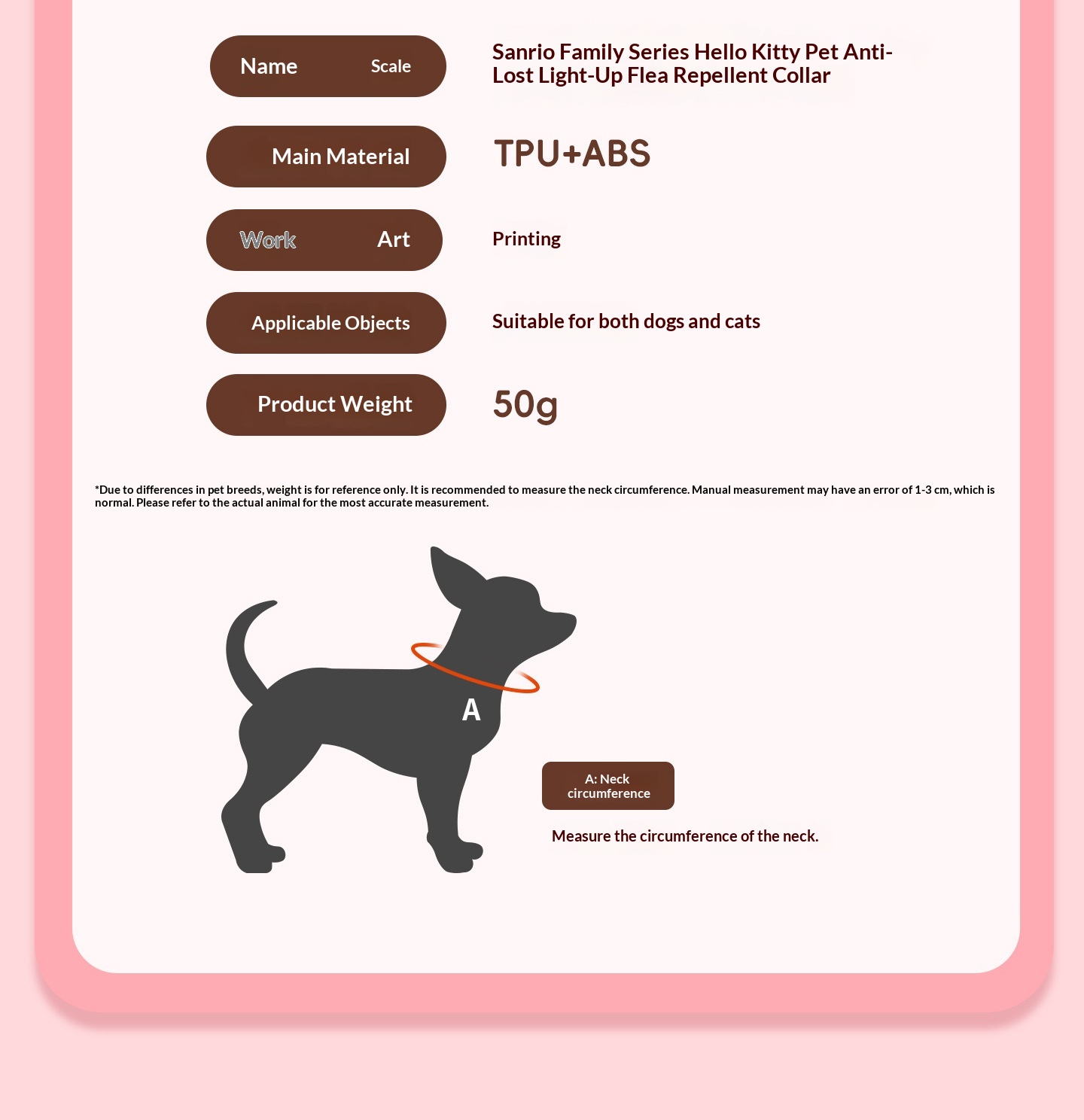 Sanrio Co-Branded Pet Collar, Universal Replacement Plant-Based Mosquito Repellent Sachet For Cats And Dogs, Outdoor Mosquito Repellent Cute Neck Collar photo 4
