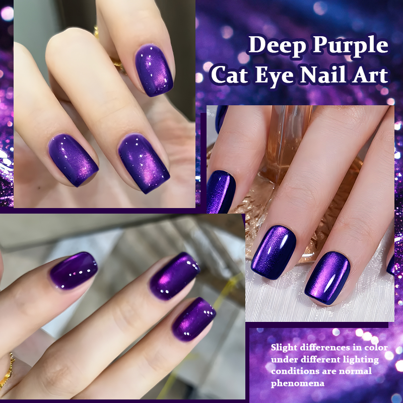 MS RAINBOW Deep Purple Cat Eye Gel Polish 06, Metallic Magnetic Nail Gel, 12ML Soak Off UV LED Nail Art Gel photo 2