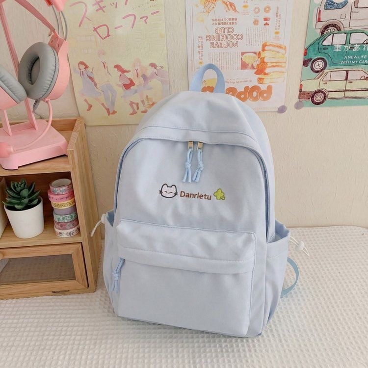 Japanese Solid Color College Student Backpack Female 2026 New Lightweight Junior High School Student Backpack Short Distance Travel Backpack - Light Blue photo 1