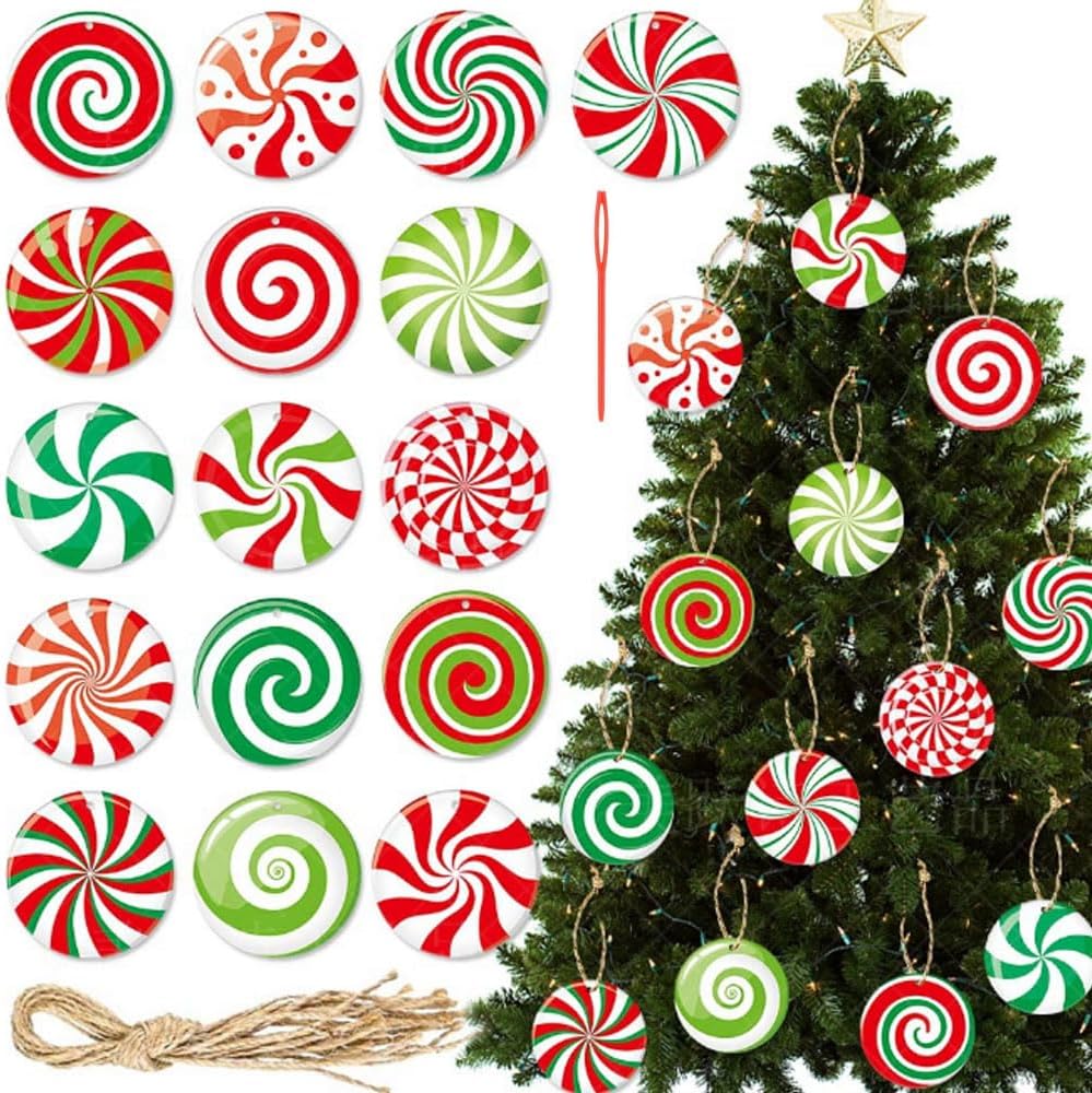 Christmas Candy Ornaments 16 Units, Lollipop And Candy Cane Hanging Tree Decorations For Home, New Year Party And Holiday Decor photo 1