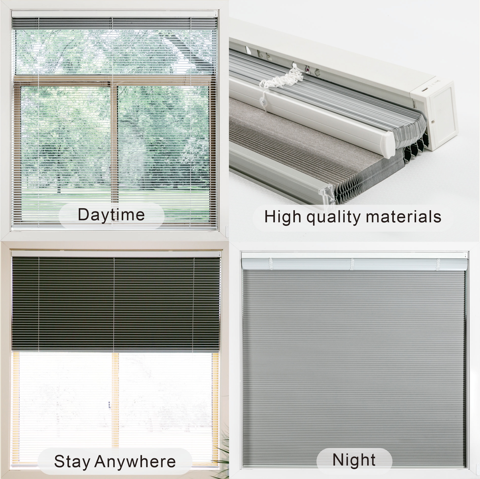 Double Layer Intelligent Electric Curtain System Equipped With 15 Channel Remote Control And Solar Charging Panel Sunshade Curtains Blinds Honeycomb Curtains photo 4