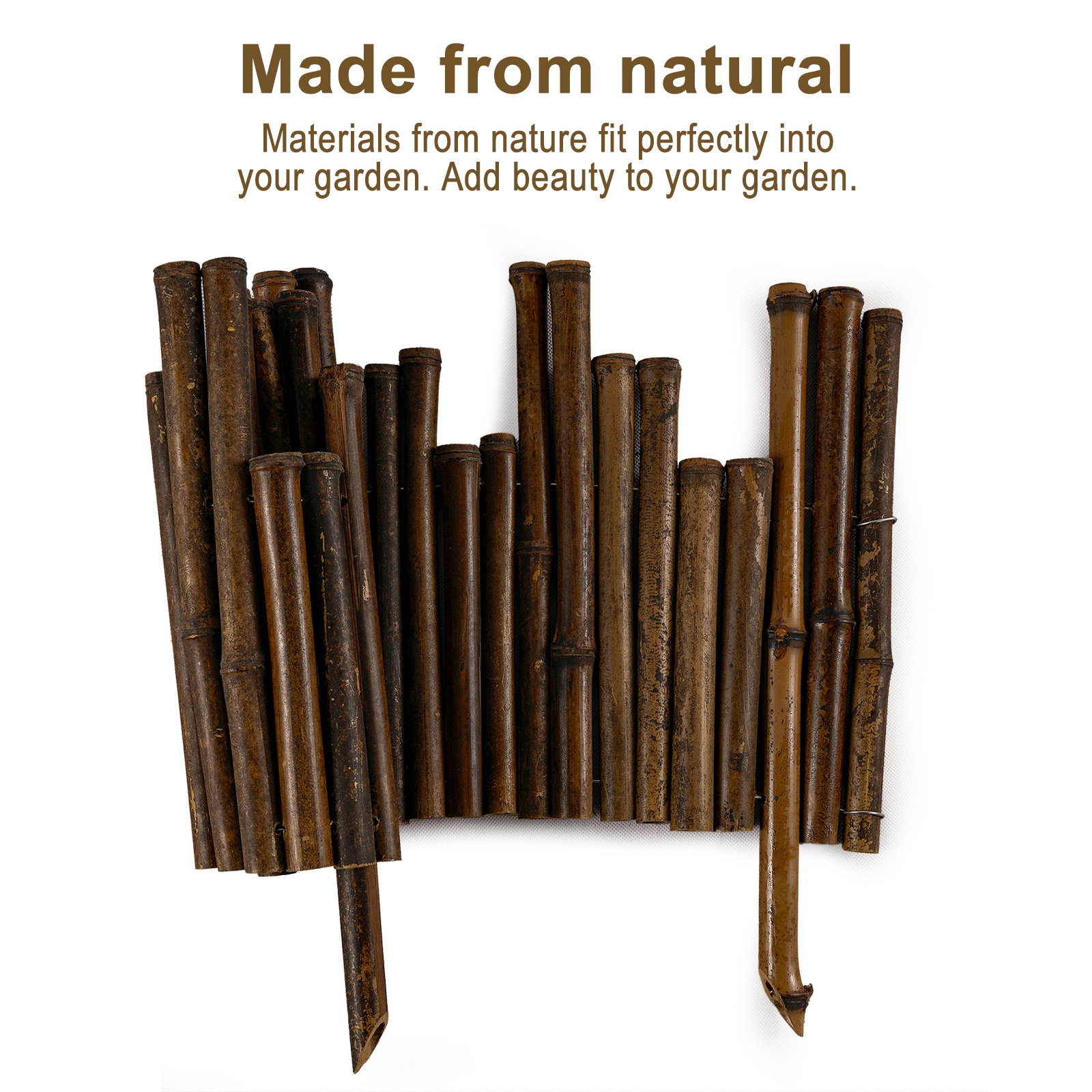 Garden Natural Bamboo Fence Lawn Edging 15.8inH X 24inL, Garden Border Fence, Decorative Bamboo Roll For Flower Bed, Pathway, And Landscape Edging, Outdoor Garden Border Fence Self-pickup Only photo 6