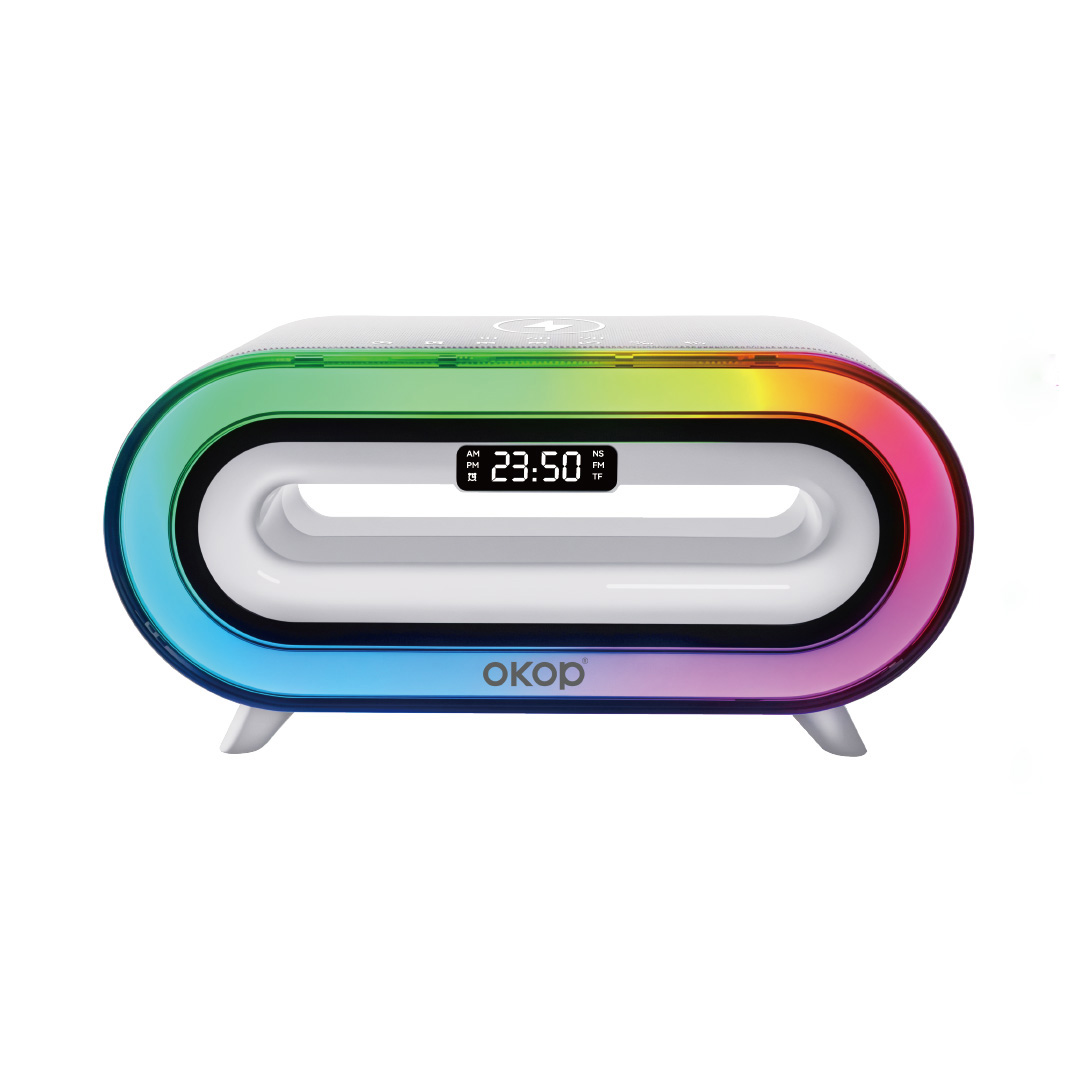 KP-576 Best-selling Wireless Bluetooth Speaker With Alarm Clock Phone Wireless Charging Suitable For Bedside Or Outdoor Use In-Stock photo 1