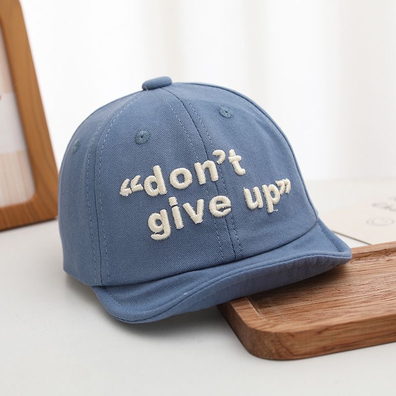 Summer Boys And Girls' Inspirational Letter Embroidery Round-brimmed Soft-awning Street Kids' Style Baseball Cap For Daily Outings photo 2