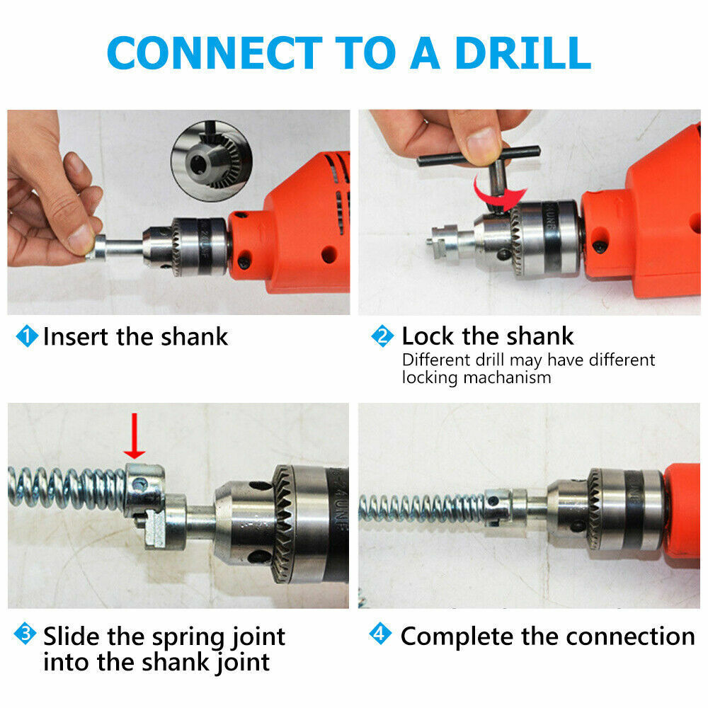 Plumber Drain Snake Pipe Cleaner Pipeline Sewer 12M 7 Drill Bit Tool photo 6