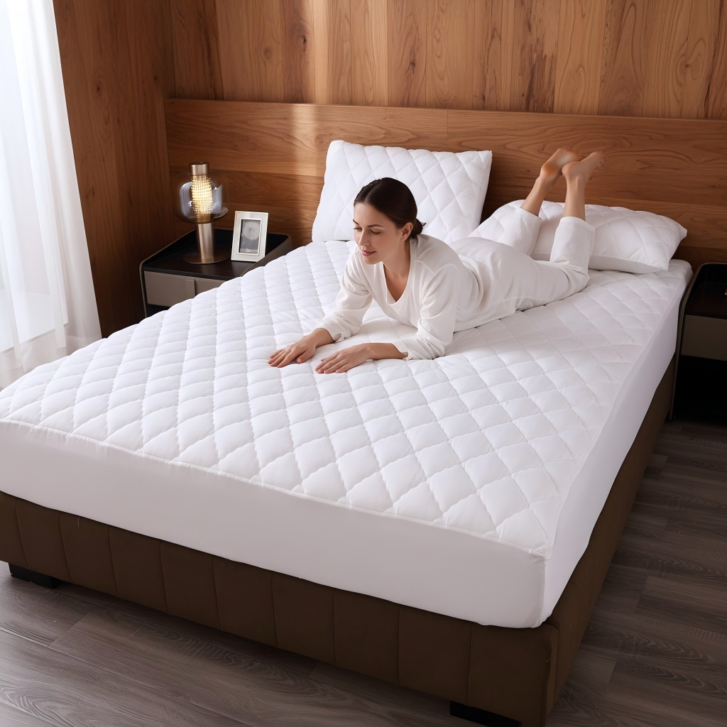 1PC Diamond Quilted Fitted Sheet Thick Mattress Cover Stretchy Bed Sheet For All Season Use photo 3