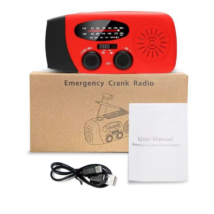 Red Solar Radio 2000mAh Plastic Full Band Radio With USB Port & Built-in Speaker photo 4
