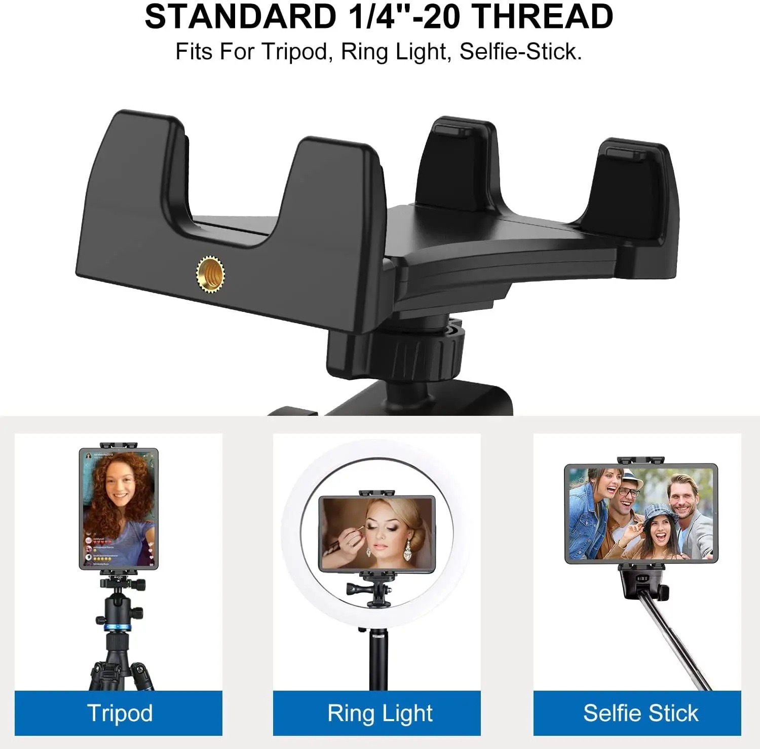 Rotatable Multi-functional Clip Phone & Tablet Holder, Lazy Stand For Live Streaming & Video Watching On Airplane, High-speed Rail And Desktop photo 2