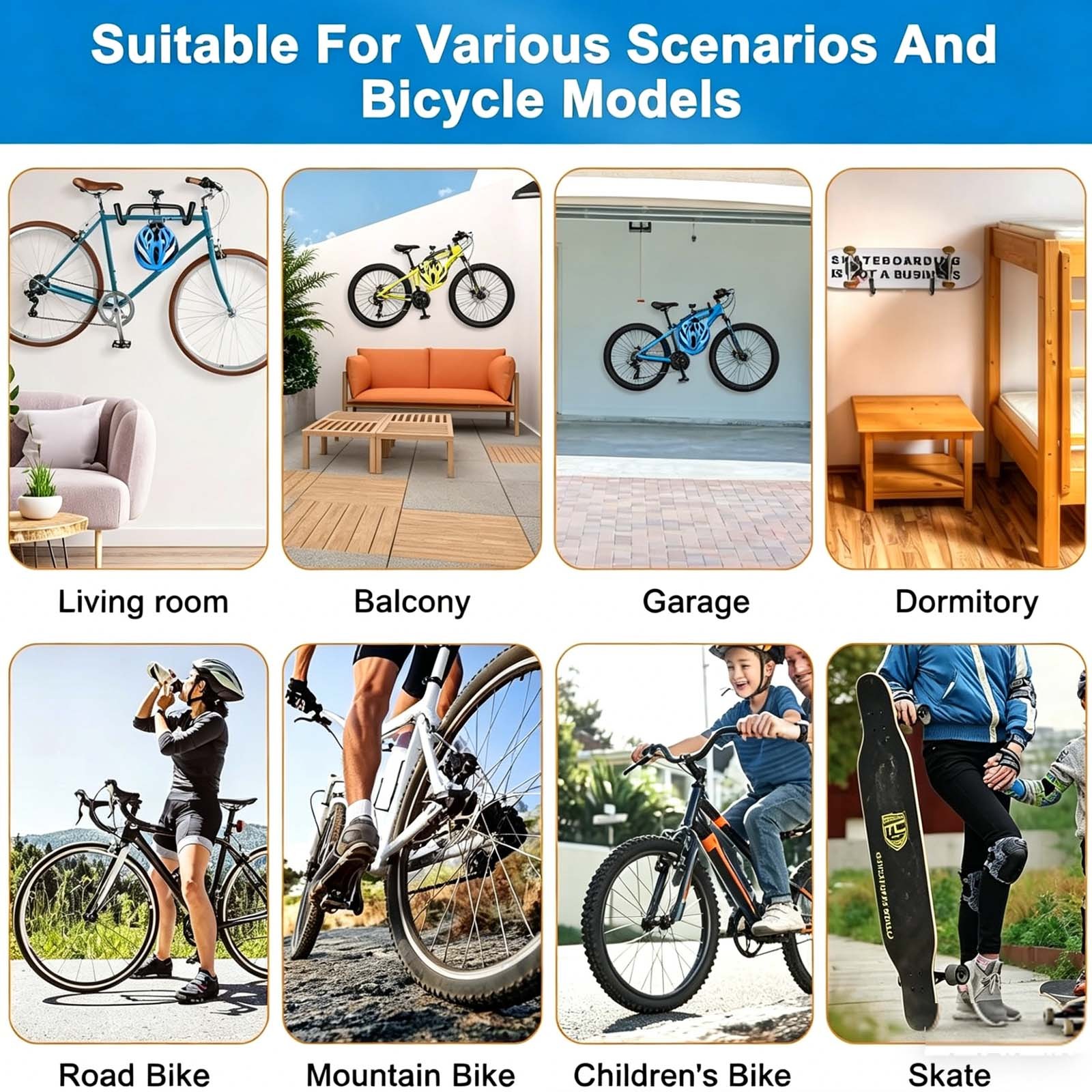2pcs Bike Storage Hanger Wall Mounted Bicycle Hook Rack Garage Stand Tool photo 8