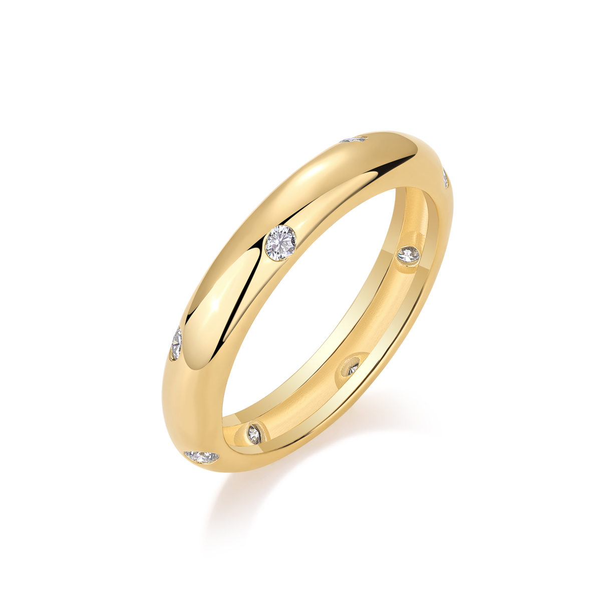 S925 Silver Gold Plated 8-Stone Moissanite Ring, 3.67mm Minimalist Band, D VVS1 GRA US 5-9 photo 1