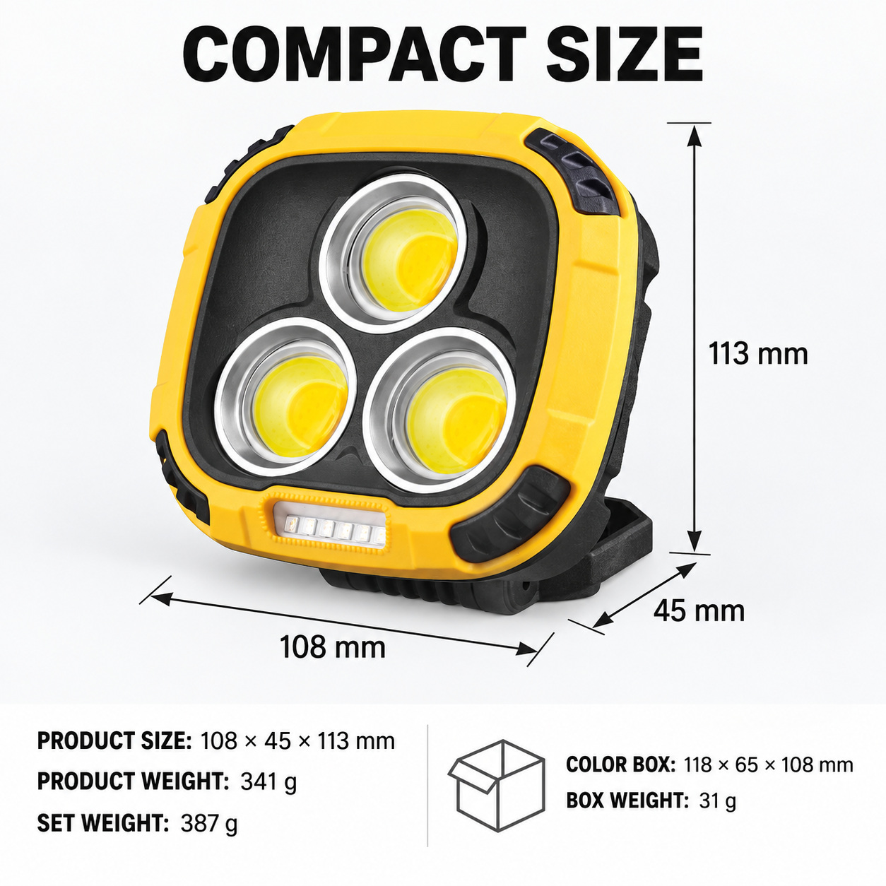Rechargeable Magnetic Battery Display Type C LED Work Light Base Hanging W891 3 Adjustable Stand photo 7