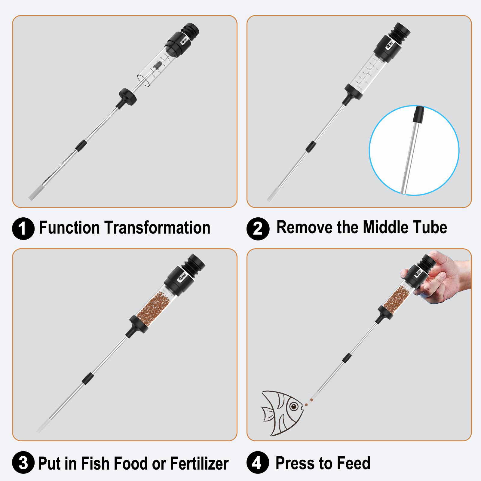 Carefree Fish Aquarium Siphon Upgraded Turkey Baster Fish Poops Collector Feeding Tube For Fish And Coral photo 3
