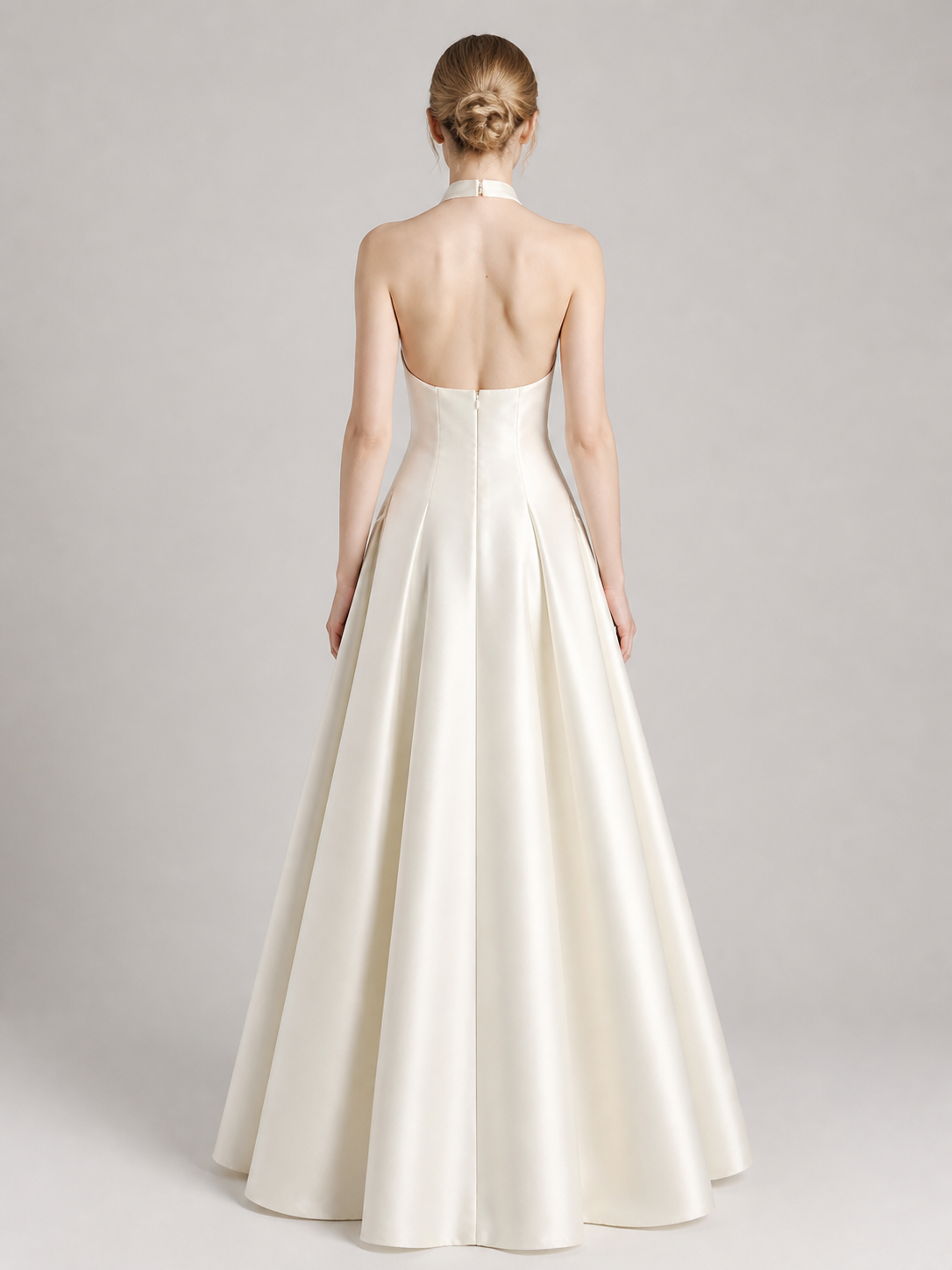 Elegant Satin Waist-Cinching Halter Neck Sleeveless Dress photo 2