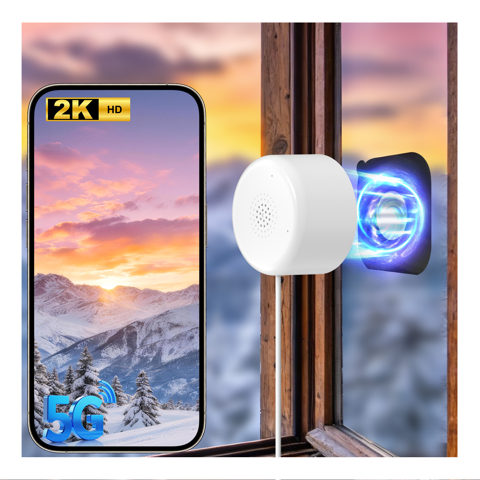 3MP Window Camera With Bracket WiFi Indoor Home Security Motion Detection Two-Way Audio Camera photo 4