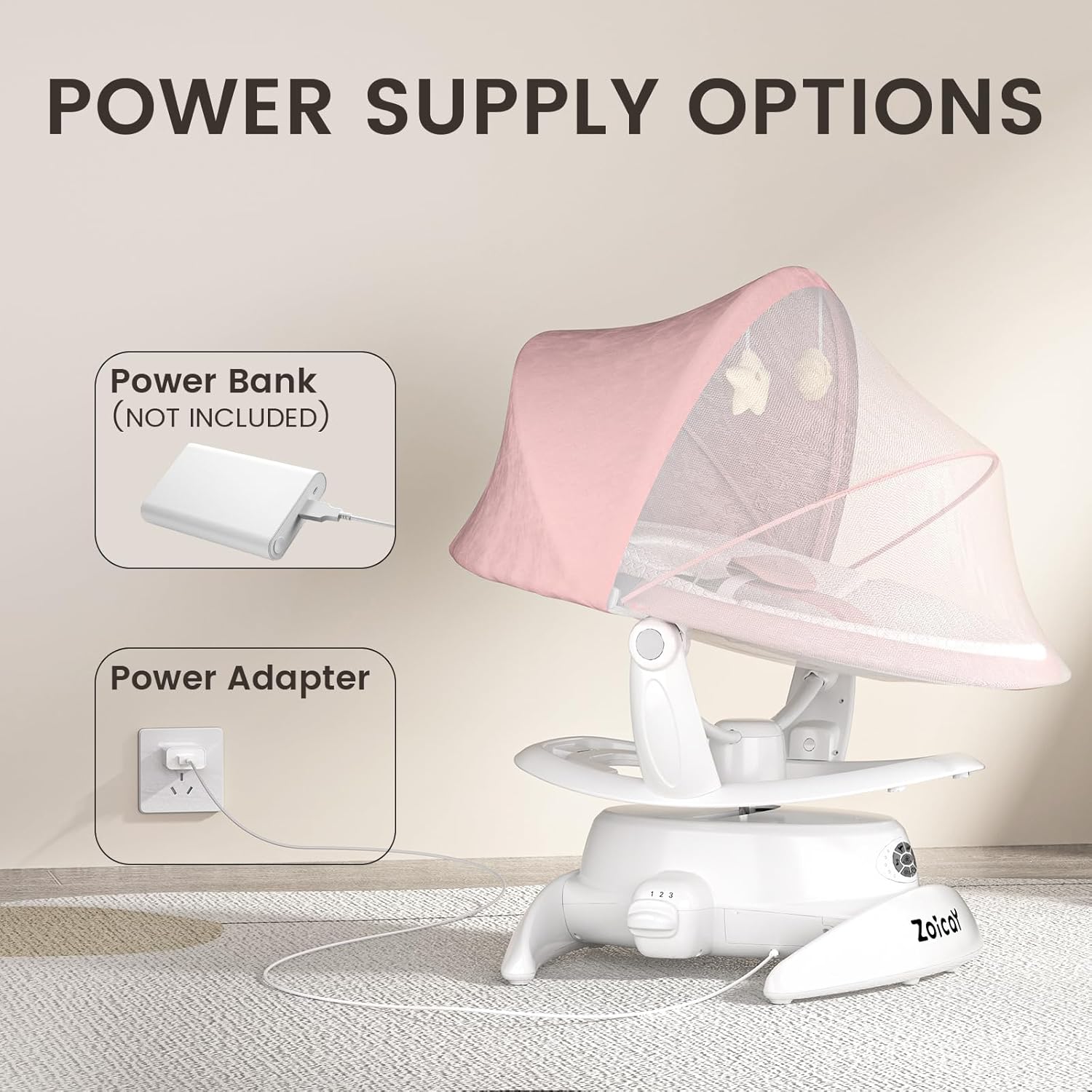 Baby Swing For Infants With Motion Detection, Electric Baby Swing With 3 Swing Modes, 12 Lullabies  5-Speeds photo 7