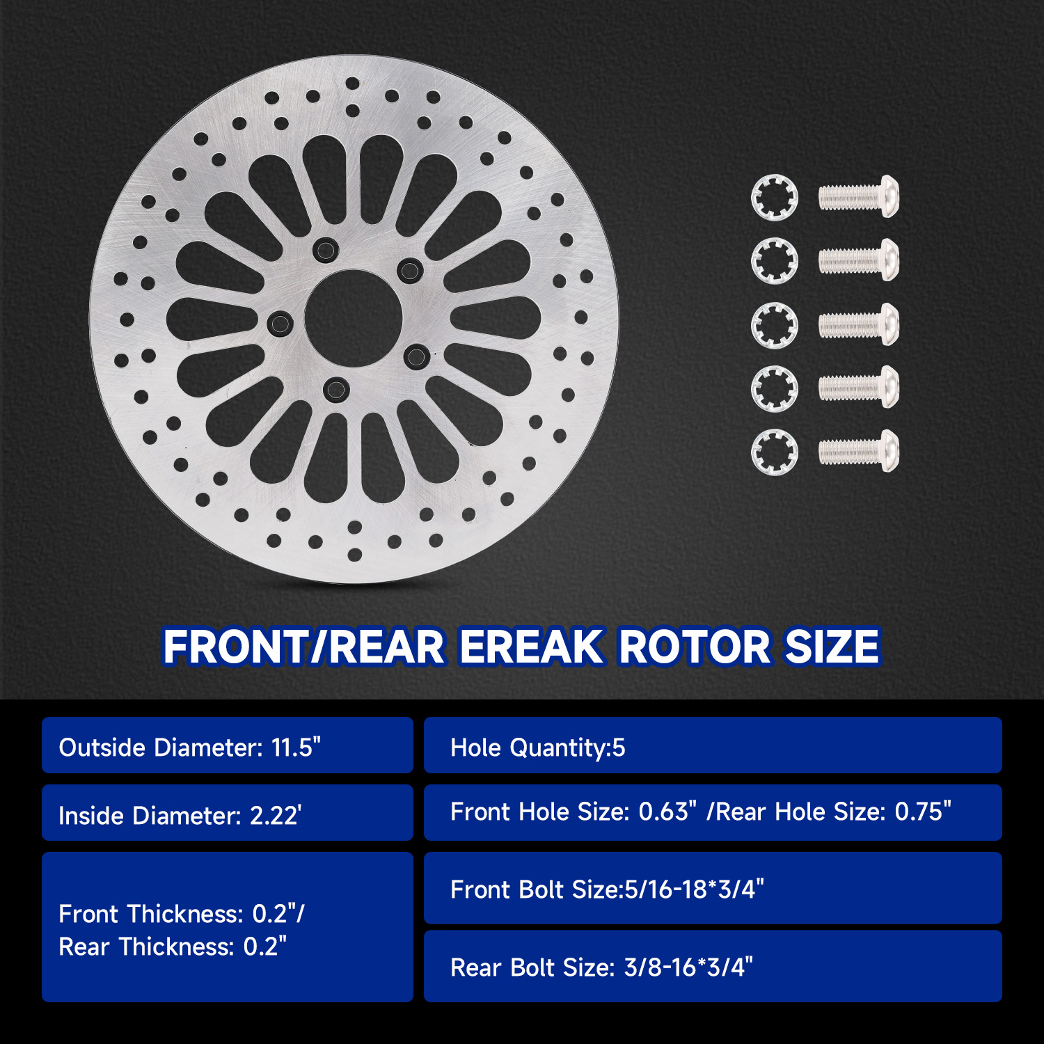 Pack Of 2 11.8IN Front Brake Rotors For H Arley Touring Road King Electra Glide photo 3