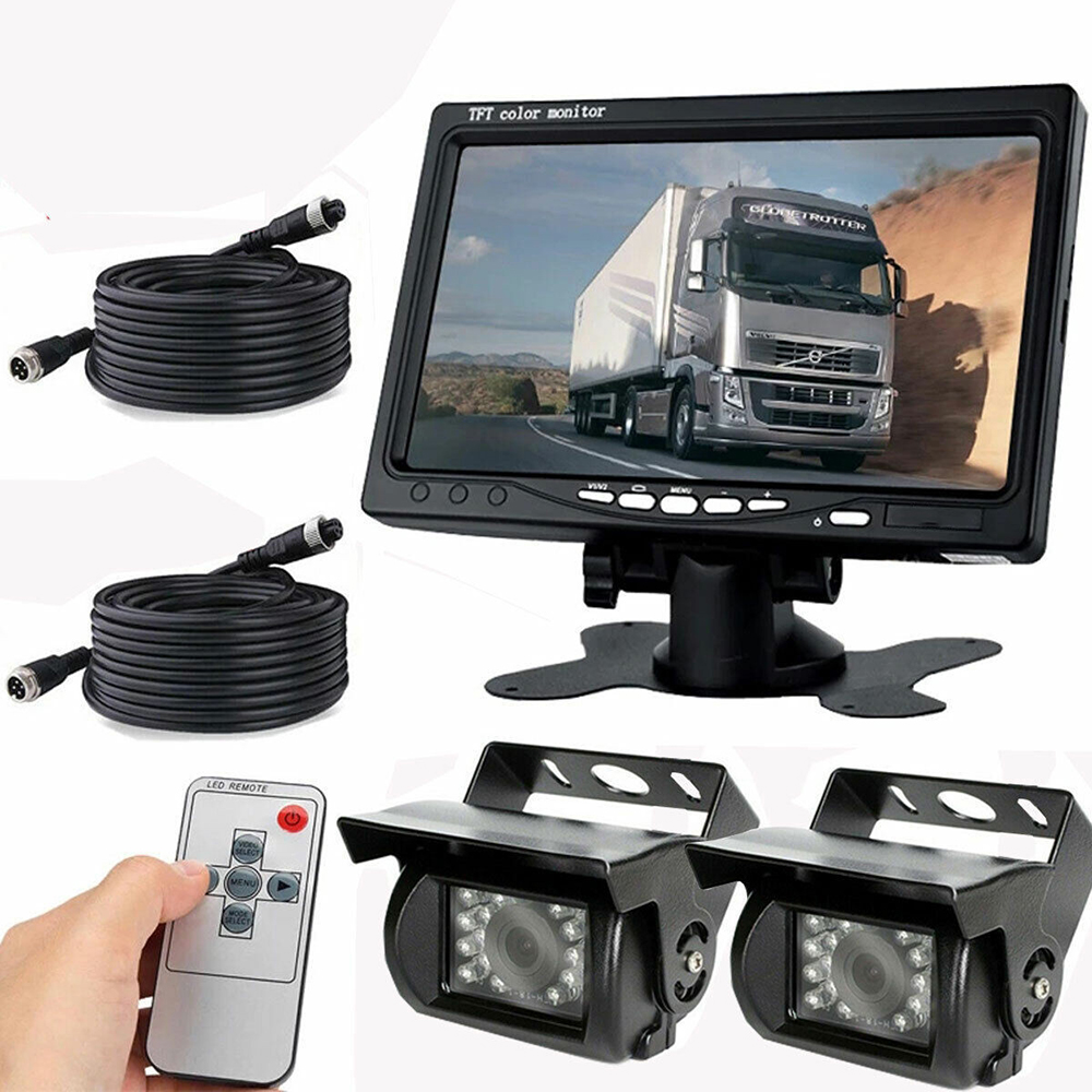7'' Monitor 2 Waterproof Reversing Camera Car Rear View Kit For Truck Caravan photo 2