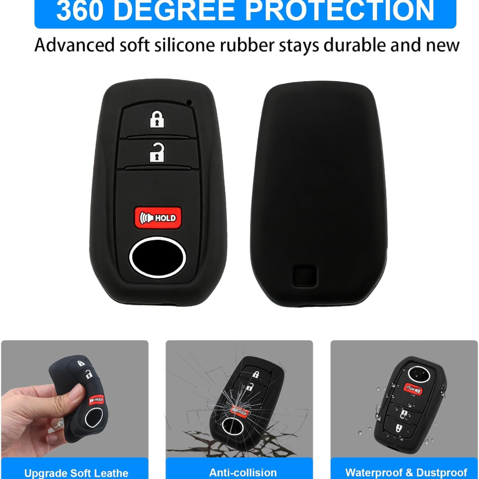 Key Fob Covers 2 Pack, 3 Button Silicone Rubber Protective Cases For Car Remote Key Fobs photo 3
