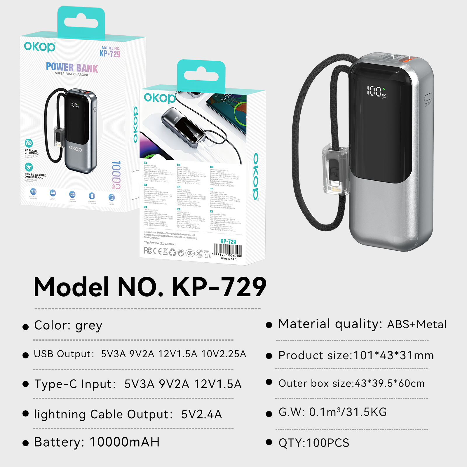 KP-729 Best-selling 10,000mAh Fast-Charging Power Bank Lightweight Portable High Capacity In-Stock At Factory photo 2