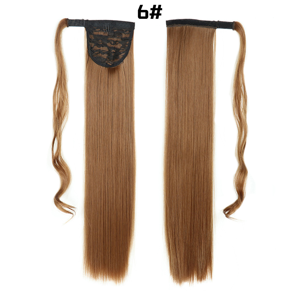 European And American Long Straight Hair Velcro Ponytail photo 8