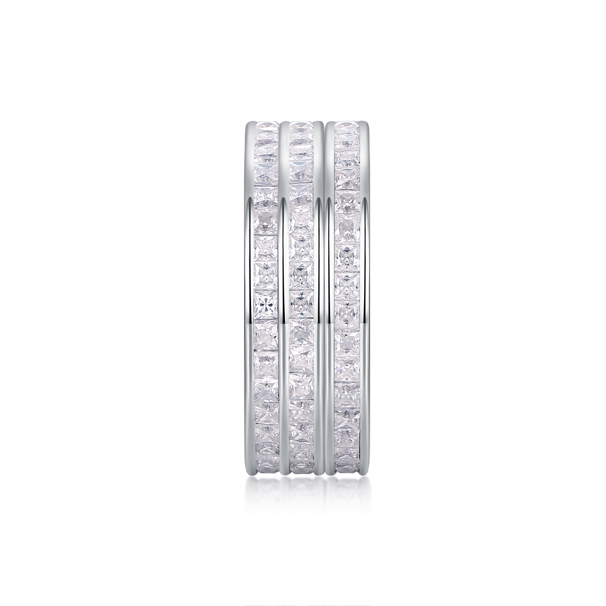 S925 Silver 3.9g Platinum Plated Moissanite Eternity Ring, 108 Pcs D VVS1 Stackable Band, GRA Certified US 5-9 photo 4