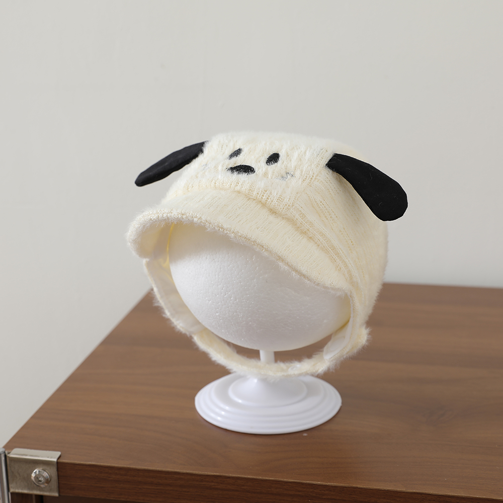 Children's Cartoon Dog-shaped Three-dimensional Ear Protective Ear Cap With Soft Plush Embroidered Warmth Preservation Cap For Winter And Autumn Cold Protection With Adjustable Short Brim Cap photo 6