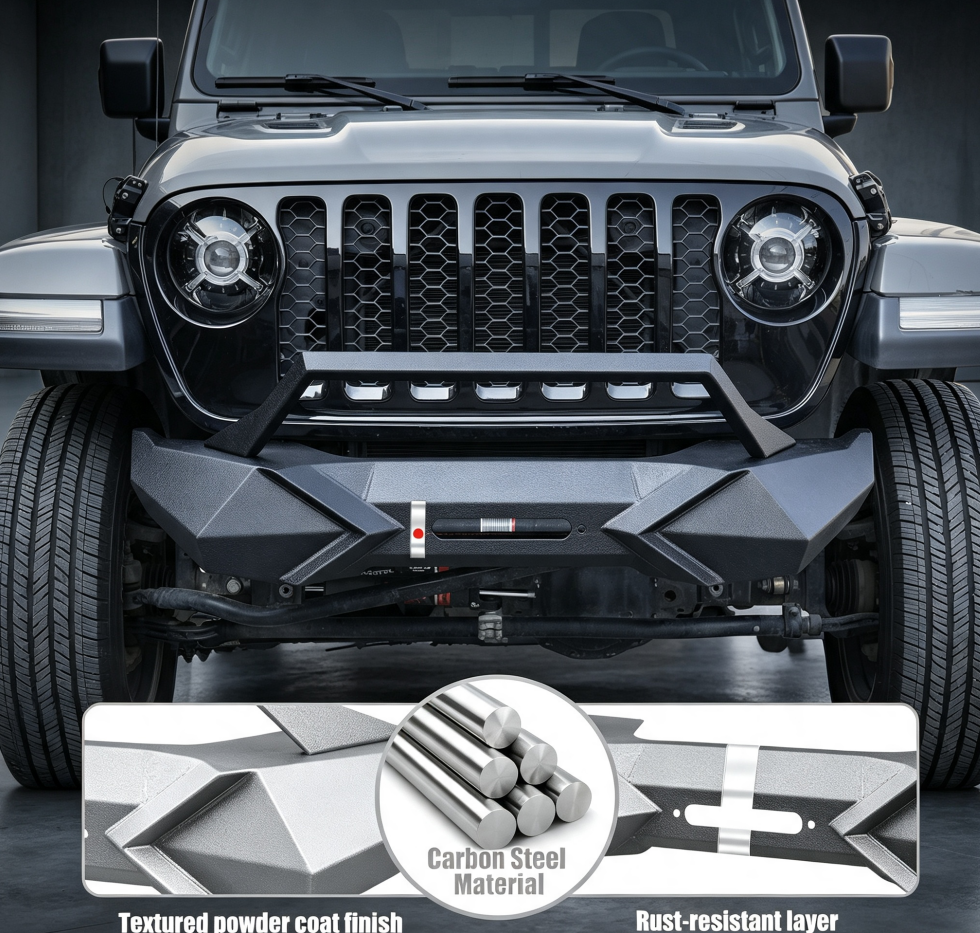Steel Front Bumper Bull Bar Winch Plate For 2007-2017 Wrangler JK JKU photo 6