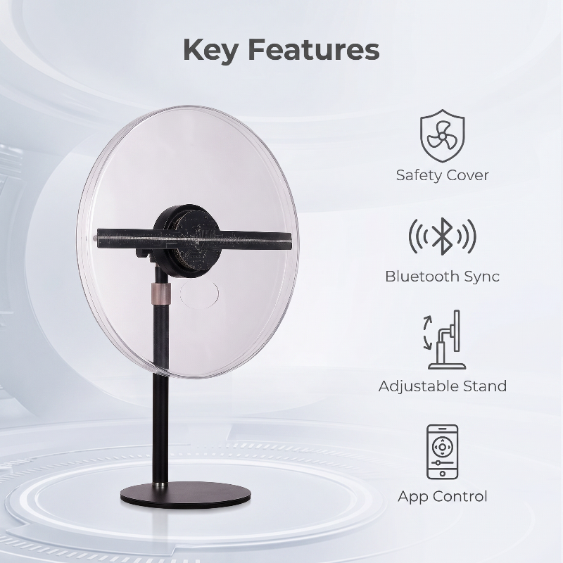 Wiilala Disesktop 3D Hologram Fan 3D Circle App Hologram Advertising Display HD Lights 11.81  WiFi Holographic LED Fan Creative Advertising Design Store Sign photo 2