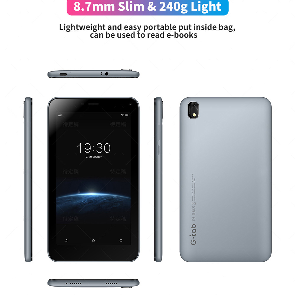 G-tab T7Pro Kids Tablet  7 Inch 1024&600 IPS Screen  Android 14  1.5GHz Quad-core CPU  4GB RAM 2GB &2GB Expansion 64GB ROM 2.4&5GHz WiFi  3000mAh Battery  2MP&2MP Camera-Blue photo 4