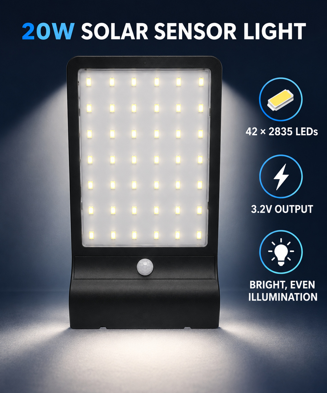 Solar Powered Rechargeable Motion Sensor LED Work Light 20W For Auto W732 Street Outdoor Road photo 7