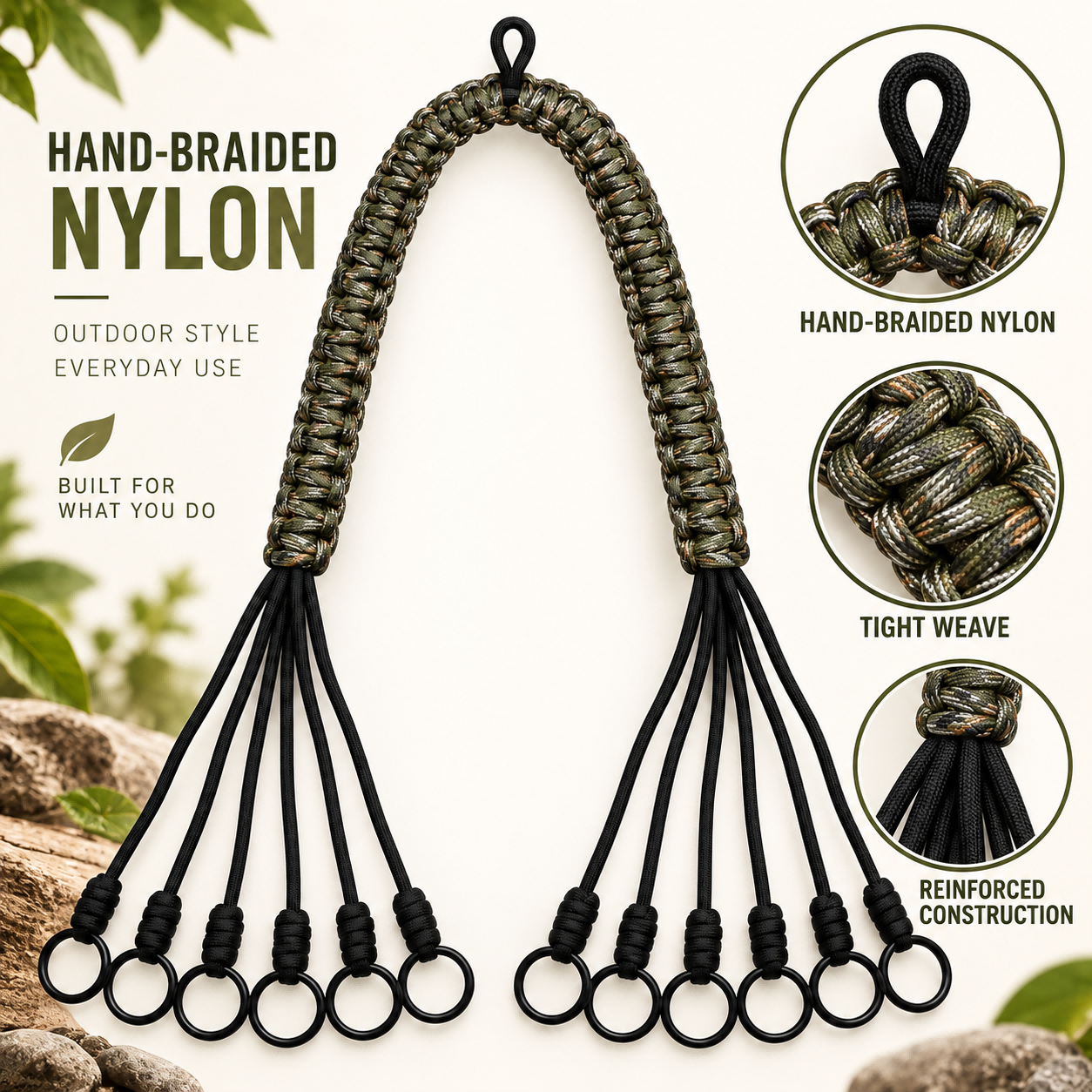 Camo Durable Nylon Hunting Lanyard Duck Goose Hanger Waterfowl Dove Carrier With Steel Loop Slip Ring photo 4