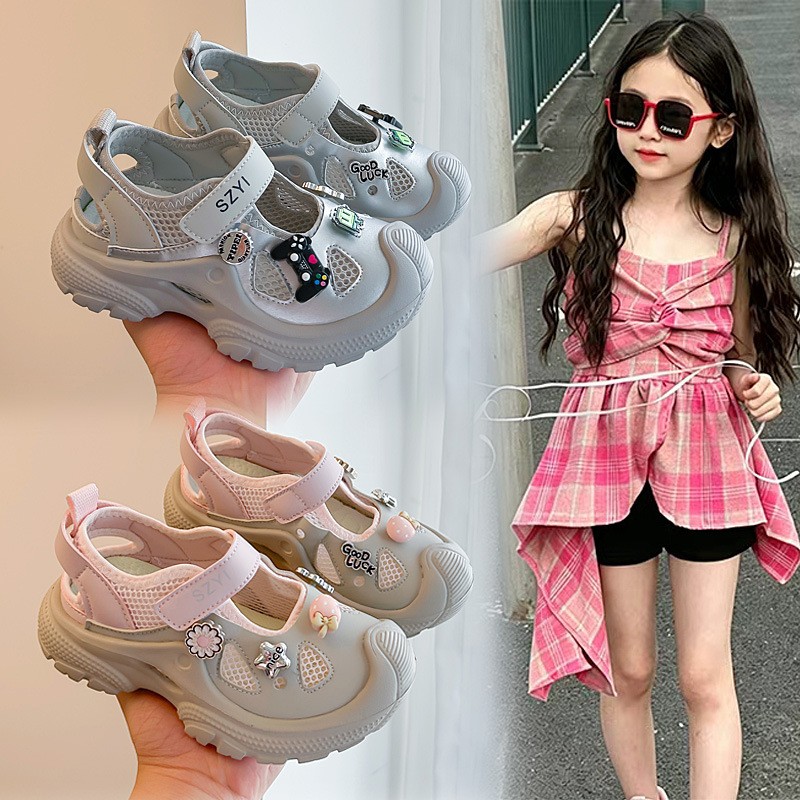 Trendy Brand Kids Mary Jane Sneakers, Hollow Out Heel Design, Hook-and-Loop Slip-On Breathable Mesh Shoes For Girls photo 3