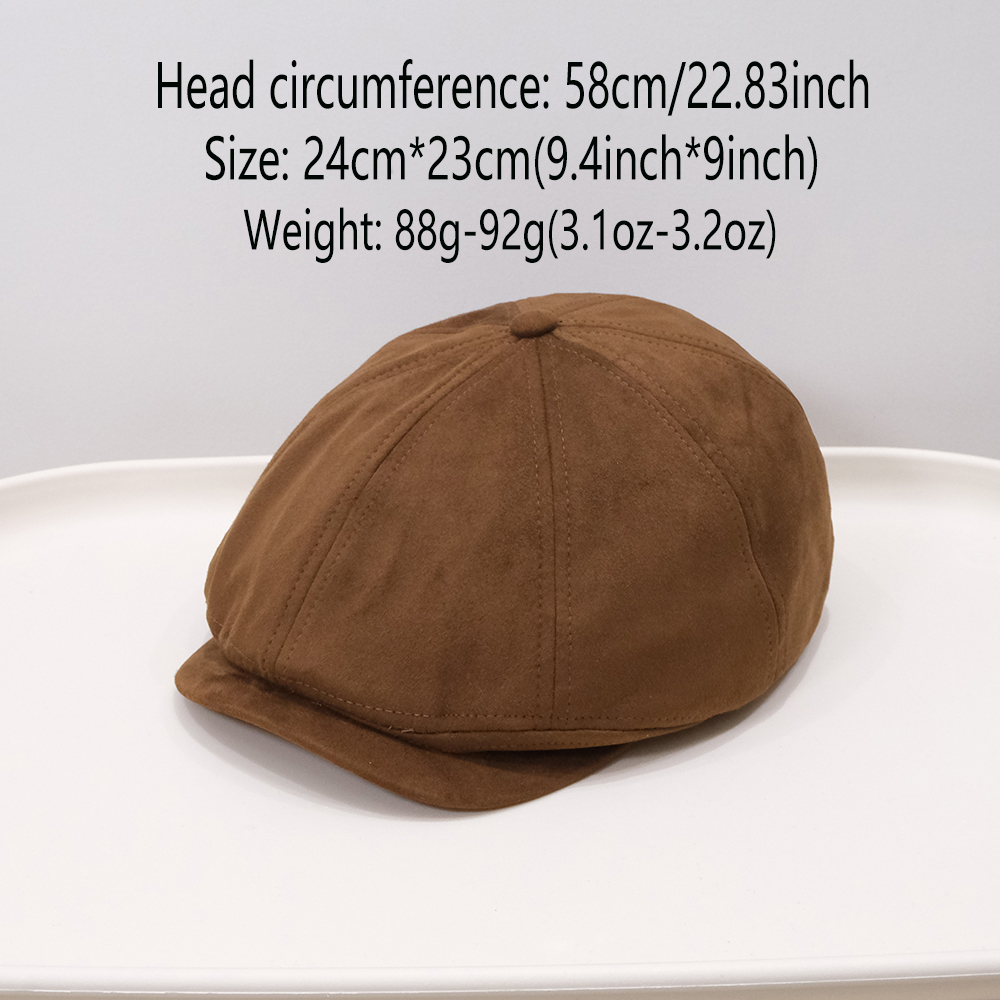 Vintage Fashion Autumn-winter Versatile Brushed Octagonal Brimmed Forward Hat With British Style Solid Color Versatile Casual Baseball Cap Beret photo 6