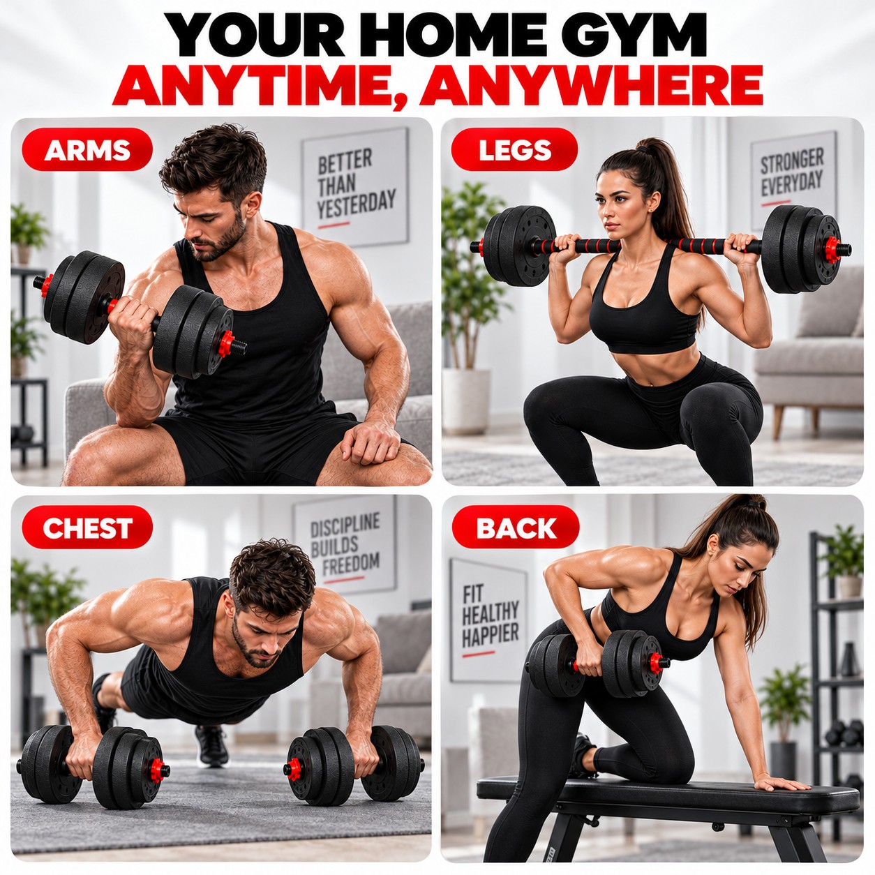 2-in-1 20KG Adjustable Dumbbell Set, Convertible Into A Barbell With Connector Bar photo 3