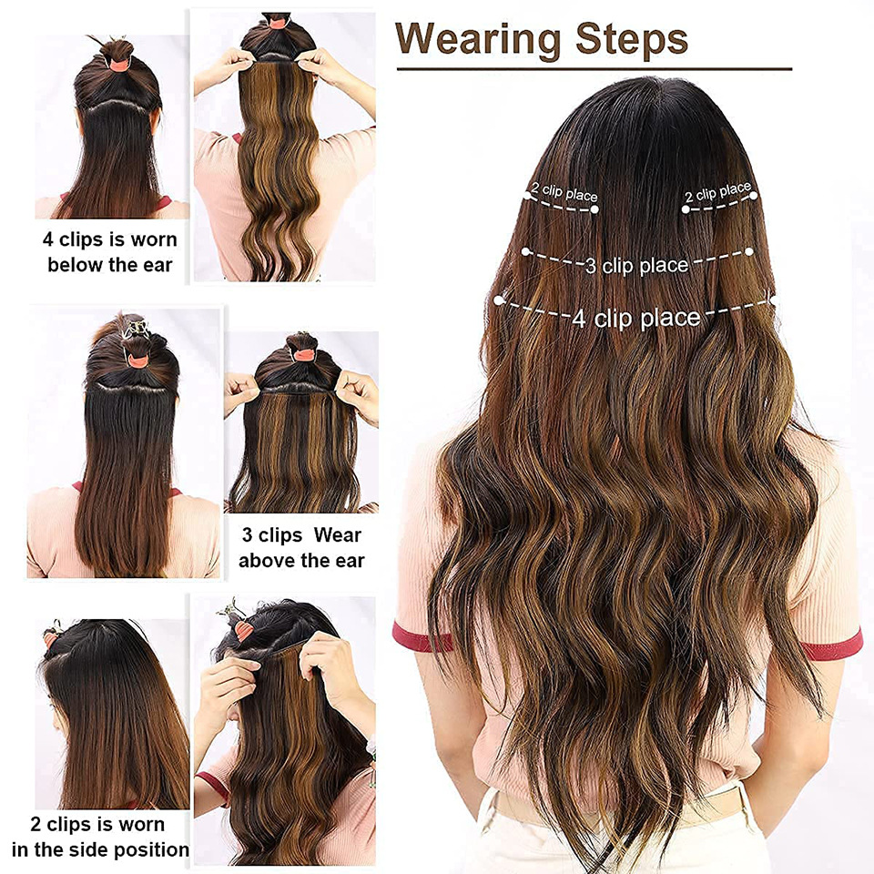 Women's Long Wig Water Ripple Hair Extension Piece 4-piece Set photo 7