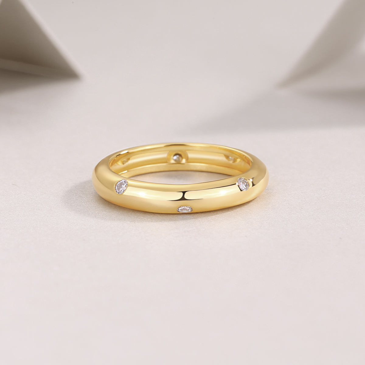 S925 Silver Gold Plated 8-Stone Moissanite Ring, 3.67mm Minimalist Band, D VVS1 GRA US 5-9 photo 2