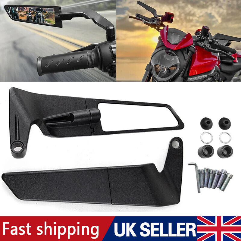Motorcycle Wind Wing Rear View Mirrors Stealth Wind Wing Side Mirror Universal- photo 7