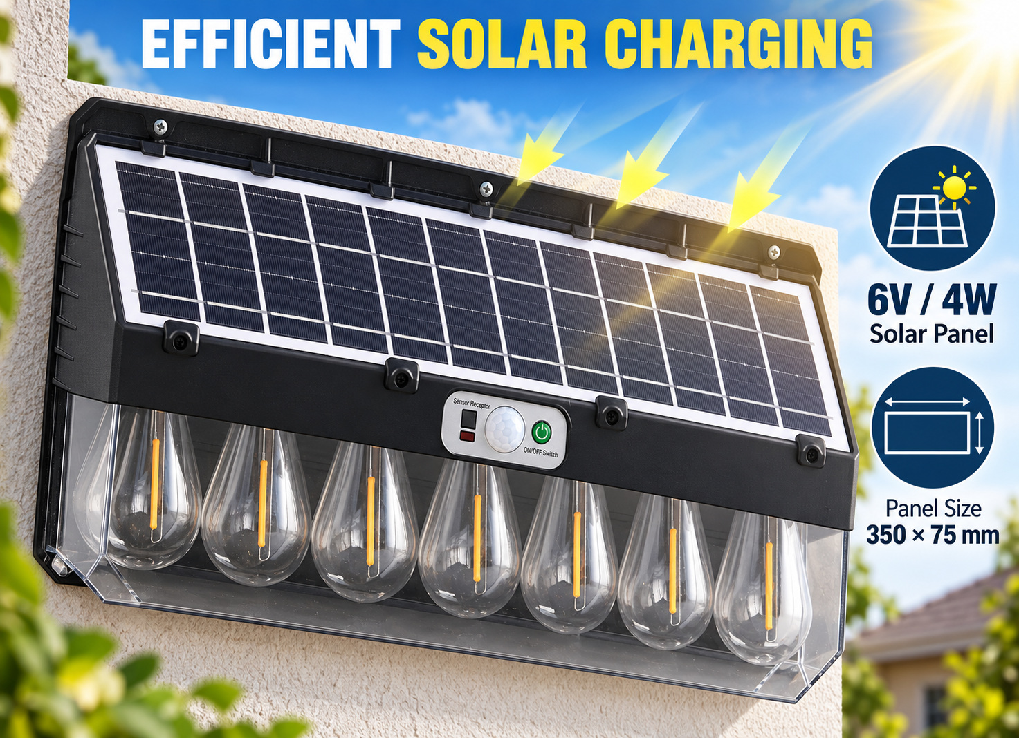 Solar Powered Rechargeable Motion Sensor LED Work Light 4800mAh For Auto W7116 7 4W Street photo 8
