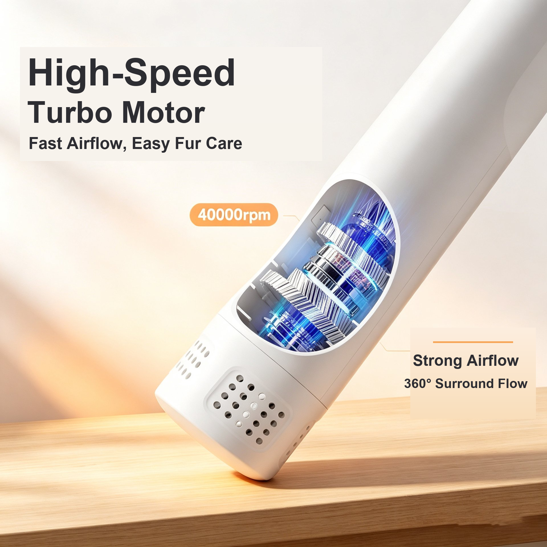 Pet Hair Dryer Brush 2-in-1, 1100W Low Noise Dog Grooming Blower Comb With Slicker Brush, 3 Heat 3 Speed, Massage Pins,  Airflow For Small Medium Dogs & Cats photo 5