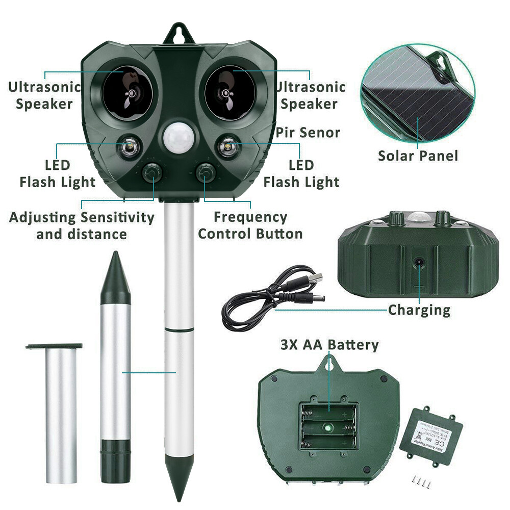 Solar Ultrasonic Bird Repeller Motion Sensor Animal & Pets Rat Possum Repellent photo 2