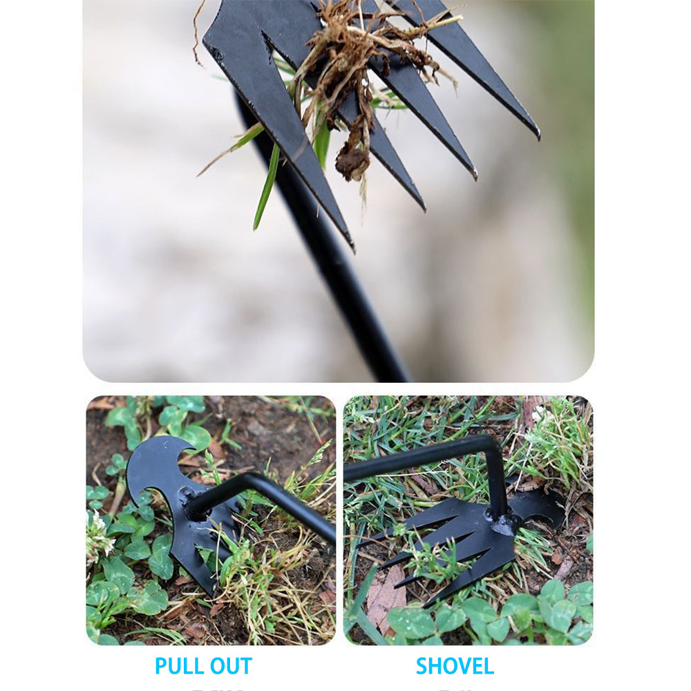50CM Garden Hand Weeder Rake Weeding Weed Remover Puller Manual Tool Iron Black photo 2