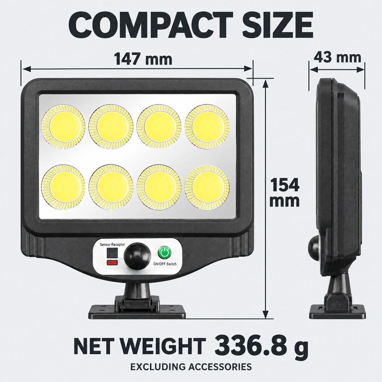 Solar Powered Rechargeable Motion Sensor COB LED Work Light 1500mAh For Auto W781 8 Street photo 4