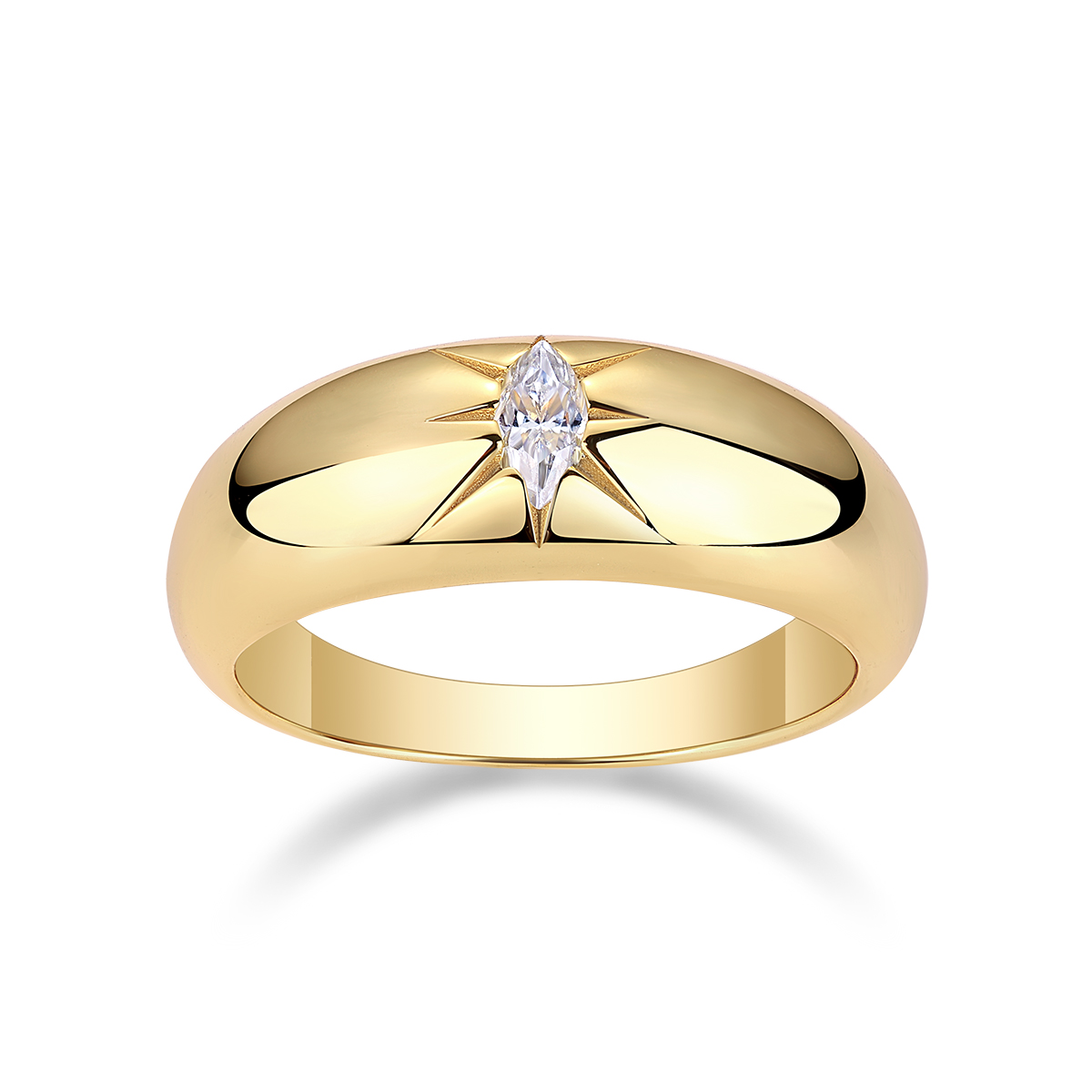 S925 Silver Gold Plated Marquise Moissanite Ring, 7.6mm Star Setting, D VVS1 GRA US 5-9 photo 2